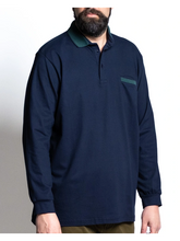 Prenesite sliku u preglednik galerije, Novo - Polo majica dugih rukava za krupnije stasove Maxfort 44351 plava 2xl do 8xl
