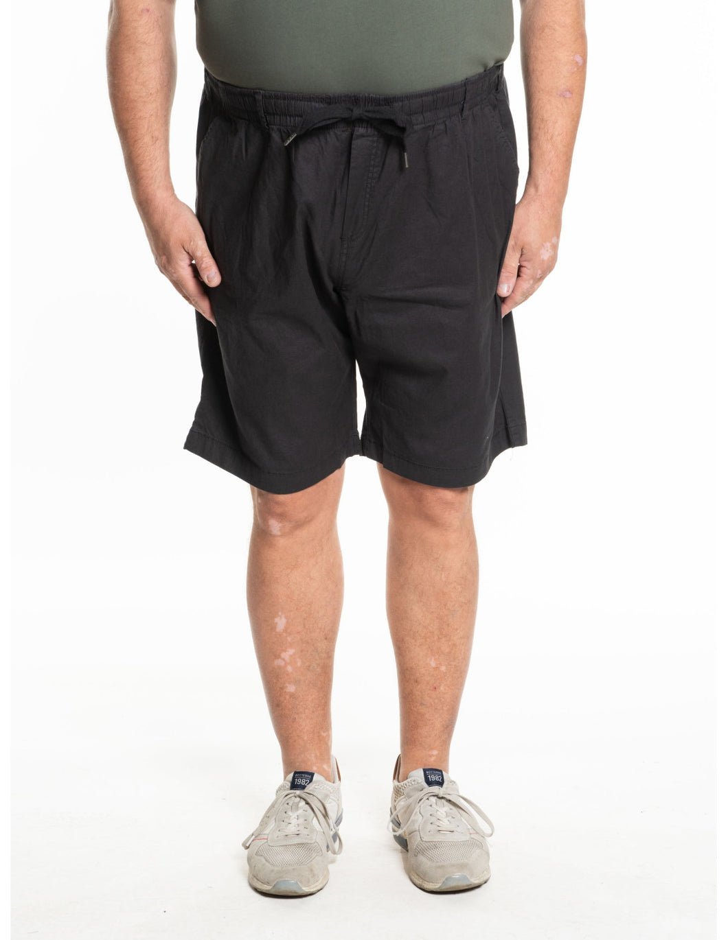 Shorts EASY by MAXFORT E2213 mixed linen - blue black and musk - size 2XL to 8XL promotional price